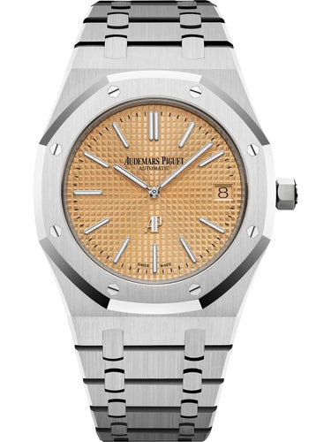 Audemars Piguet Royal Oak Jumbo 18K White Gold Extra Thin Salmon Dial 15202BC.OO.1240BC.01 - WatchesOff5th